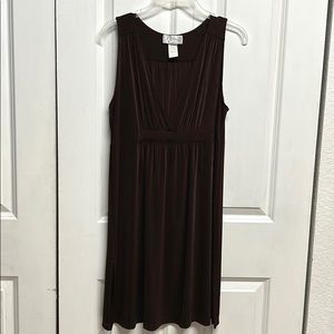 Vintage J Valdi Dark Brown V Neck Sleeveless Stretch Slip Dress Size M